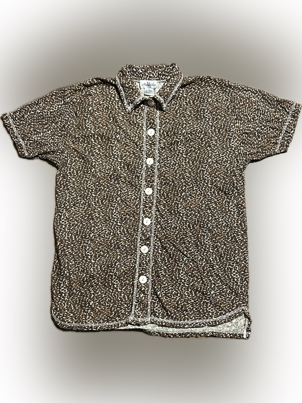 Vintage Marla Kim Medium Leopard Print Button-Up Pajama Shirt